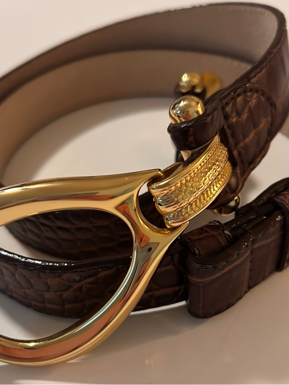 Aimee Lynn Brown Leather Women’s Belt with Gold-Plated Hardware